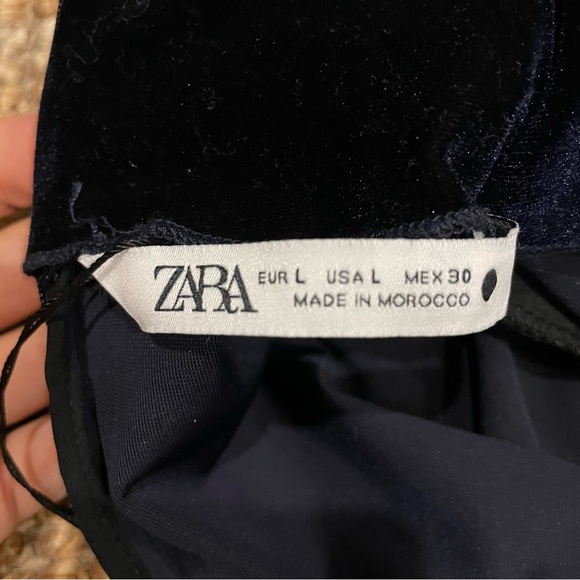 🌑 NWT Zara Velvet Dress Navy - Minor defects (L) - Picture 8 of 17